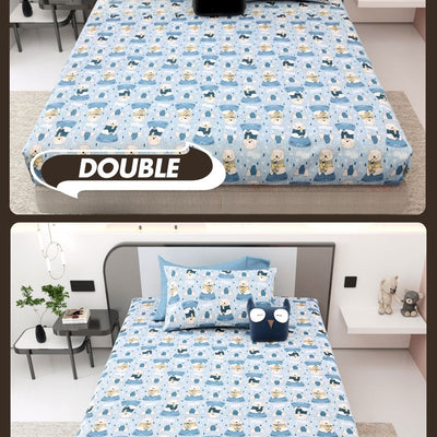 Artist of the Future Icy Blue Soft Cotton Kids Bed Sheet Combo of 2