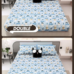 Artist of the Future Icy Blue Soft Cotton Kids Bed Sheet Combo of 2