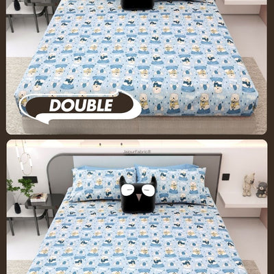 Artist of the Future Icy Blue Soft Cotton Kids Bed Sheet Combo of 2
