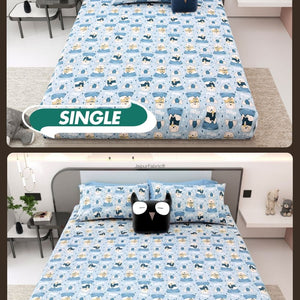 Artist of the Future Icy Blue Soft Cotton Kids Bed Sheet Combo of 2