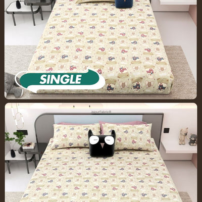 Artist of the Future Light Beige Soft Cotton Kids Bed Sheet Combo of 2