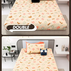 ABC Alphabet Adventure Peach & Beige Soft Cotton Kids Bed Sheet Combo of 2