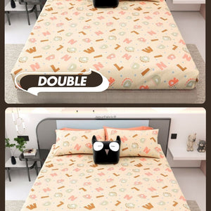ABC Alphabet Adventure Peach & Beige Soft Cotton Kids Bed Sheet Combo of 2