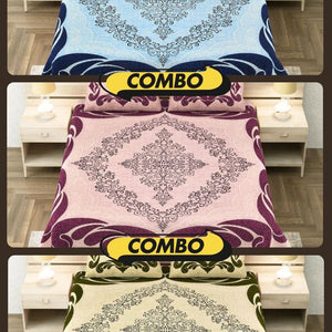 Lakshmi Rath Sapphire Petal Dream and Emerald Glory Pure Cotton King Size Bedsheet Combo of 3