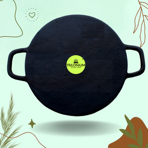 Trilonium Pre-Seasoned Cast Iron Concave Roti - Dosa Tawa | Gas & Induction Compatible | Black