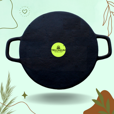 Trilonium Pre-Seasoned Cast Iron Concave Roti - Dosa Tawa | Gas & Induction Compatible | Black