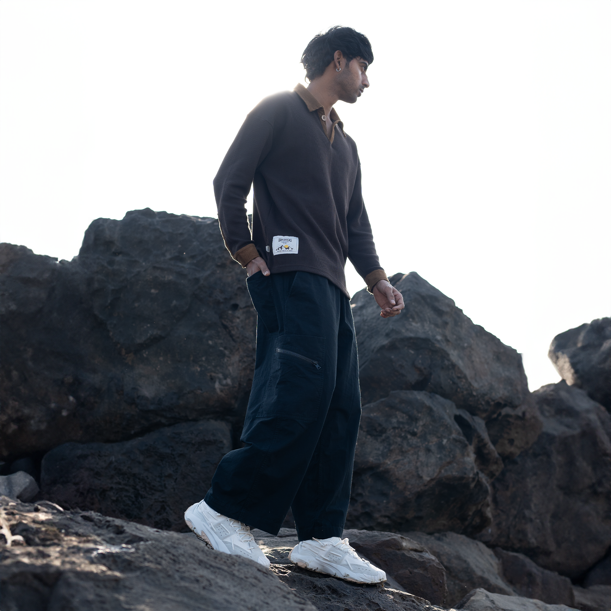 Superkicks | POLO: WAFFLE KNIT WITH CORDUROY DETAILS  { BROWN