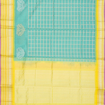 Light Blue Handloom Chirala Silk Cotton Saree With Annam Motifs-Light Blue