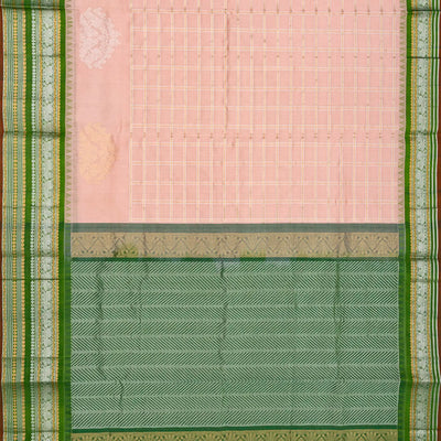 Baby Pink Handloom Chirala Silk Cotton Saree With Annam Motifs-Baby Pink