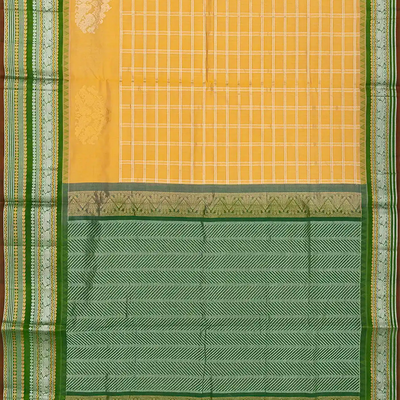 Yellow Handloom Chirala Silk Cotton Saree With Annam Motifs-Yellow