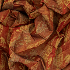 Rust Handloom Chirala Saree With Floral Motifs-Rust