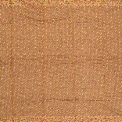 Rust Handloom Chirala Saree With Floral Motifs-Rust