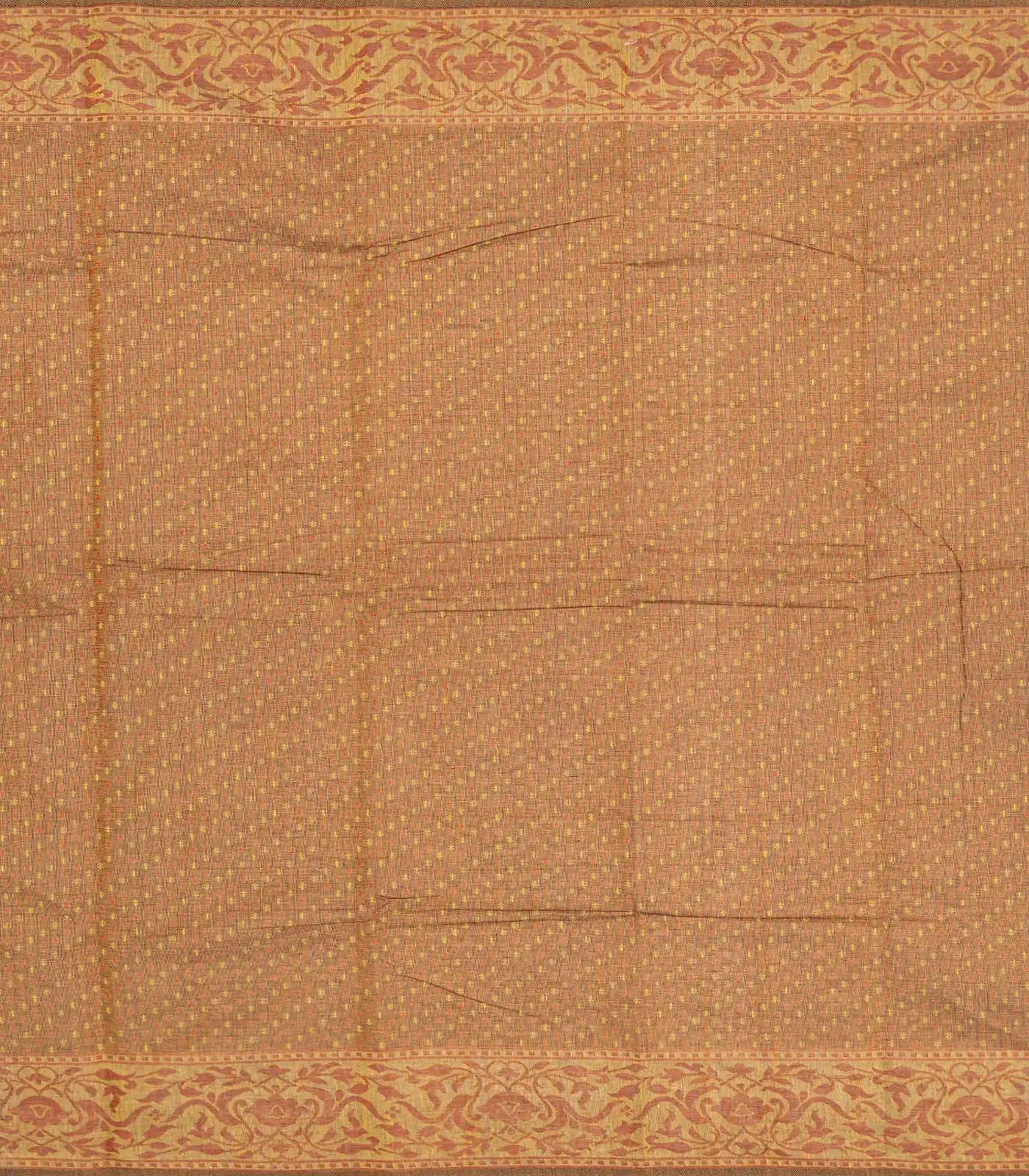 Rust Handloom Chirala Saree With Floral Motifs-Rust