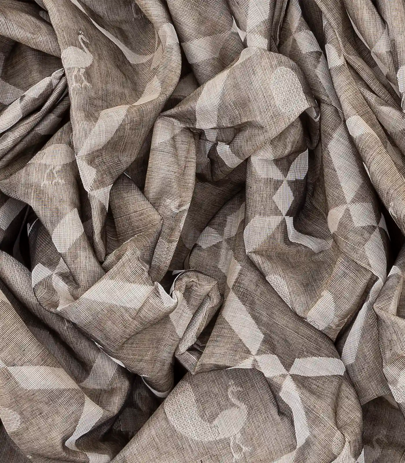 Grey Handloom Chirala Saree With Peacock Motifs-Grey