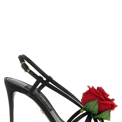 Dolce & Gabbana Satin Sandals With Flower