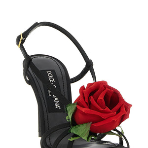 Dolce & Gabbana Satin Sandals With Flower