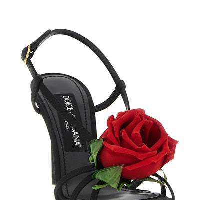 Dolce & Gabbana Satin Sandals With Flower