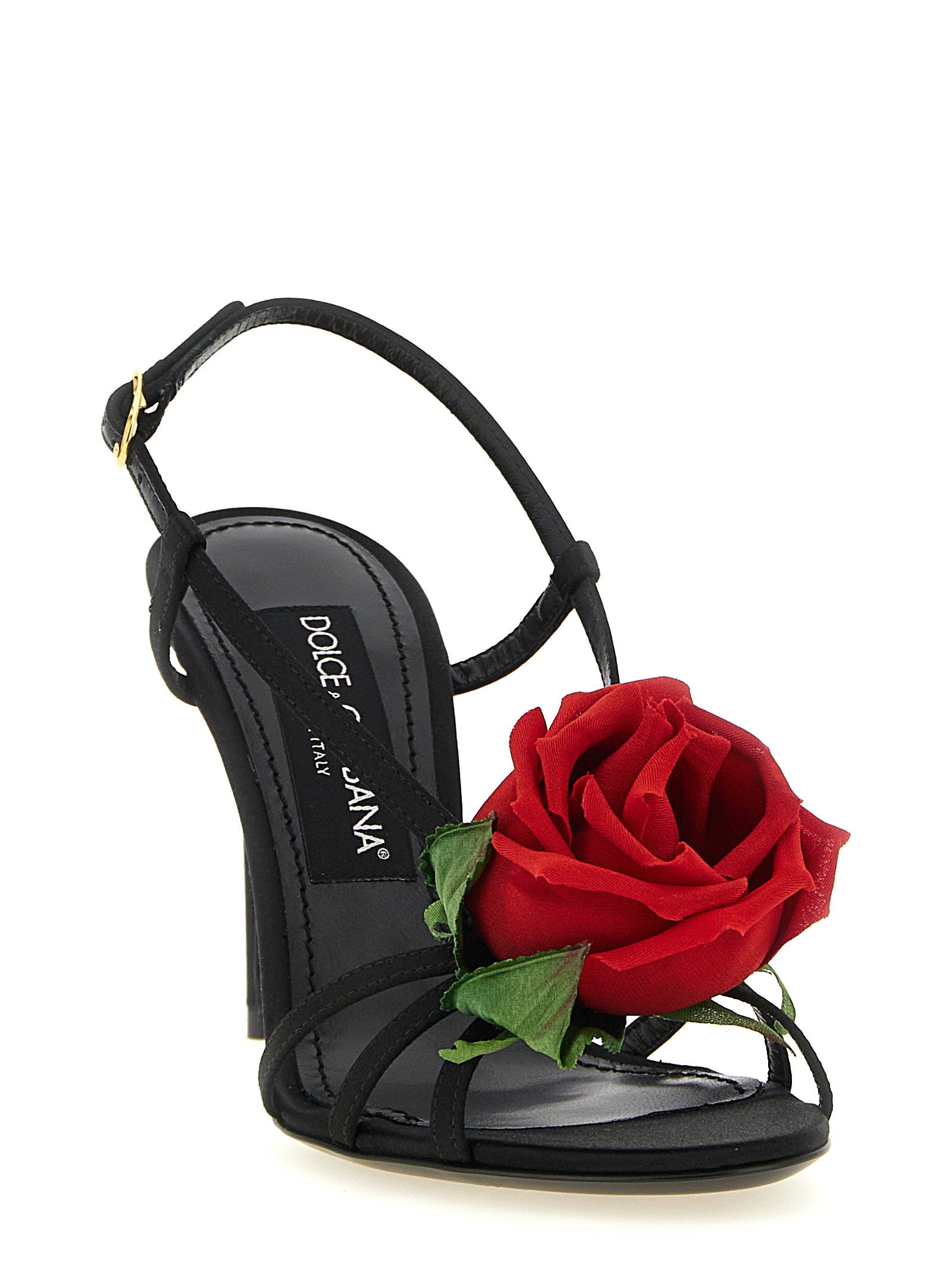 Dolce & Gabbana Satin Sandals With Flower