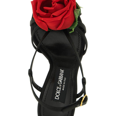 Dolce & Gabbana Satin Sandals With Flower