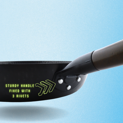Trilonium Carbon Steel Skillet 26 cm Fry Pan Hammered finish and Pre-Seasoned | Black