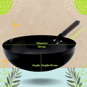Trilonium Carbon Steel Chinese Wok | Black