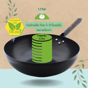 Trilonium Carbon Steel Chinese Wok | Black