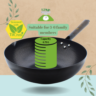 Trilonium Carbon Steel Chinese Wok | Black