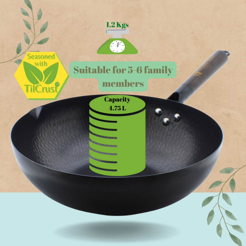 Trilonium Carbon Steel Chinese Wok | Black