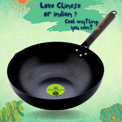 Trilonium Carbon Steel Chinese Wok | Black