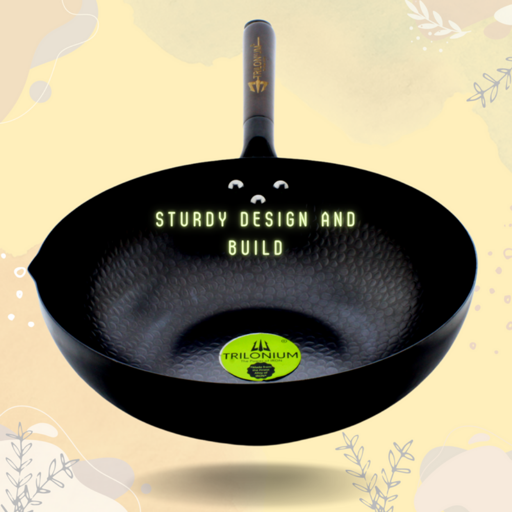 Trilonium Carbon Steel Chinese Wok | Black
