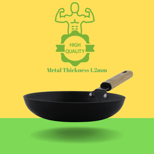 Trilonium Triple Seasoned Cast Iron CrockWok Kadhai | Gas & Induction Compatible | Black