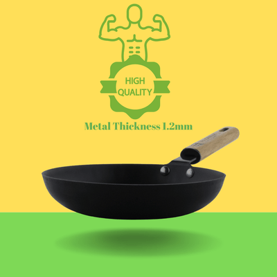 Trilonium Triple Seasoned Cast Iron CrockWok Kadhai | Gas & Induction Compatible | Black