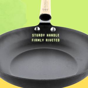 Trilonium Pre-Seasoned Carbon Steel Skillet Fry Pan 22 cm | Gas & Induction Compatible | Black
