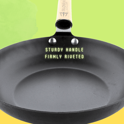 Trilonium Triple Seasoned Cast Iron CrockWok Kadhai | Gas & Induction Compatible | Black