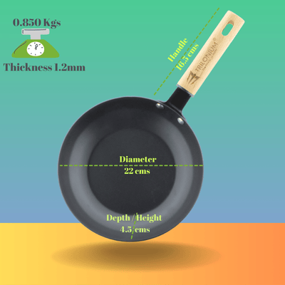 Trilonium Triple Seasoned Cast Iron CrockWok Kadhai | Gas & Induction Compatible | Black
