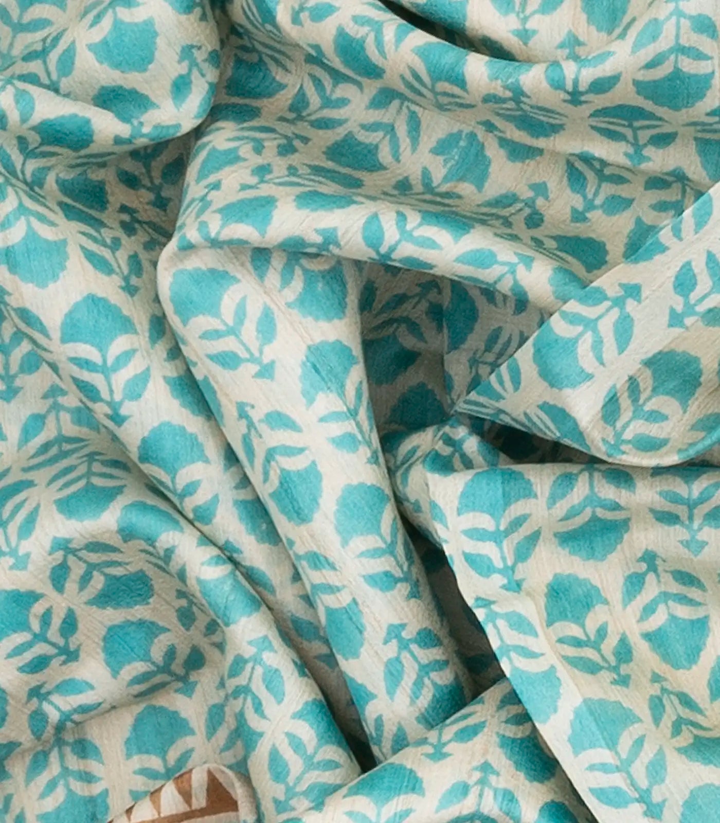 Cream Handloom Tussar Silk Saree With Printed Floral Motifs -Cream