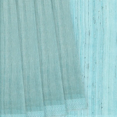 Yellow Handloom Tussar Silk Saree With Chevron Motifs In Border-Yellow