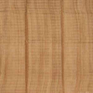 Taupe Handloom Tussar Silk Saree With Printed Lotus Motifs -Taupe