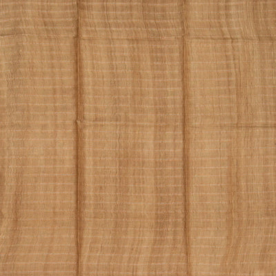 Taupe Handloom Tussar Silk Saree With Printed Lotus Motifs -Taupe