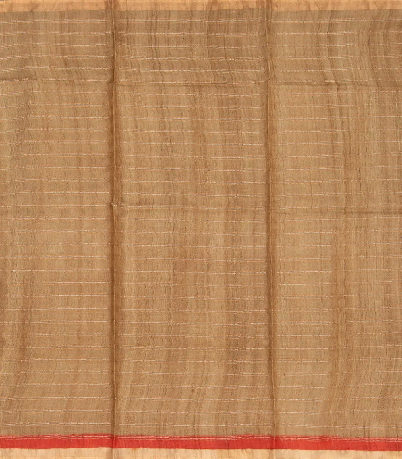 Taupe Handloom Tussar Silk Saree With Printed Lotus Motifs -Taupe