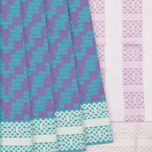 Purple Handloom Soft Silk Saree With Chevron Motifs-Purple