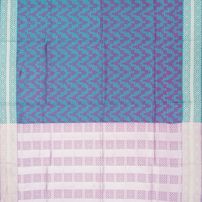 Purple Handloom Soft Silk Saree With Chevron Motifs-Purple
