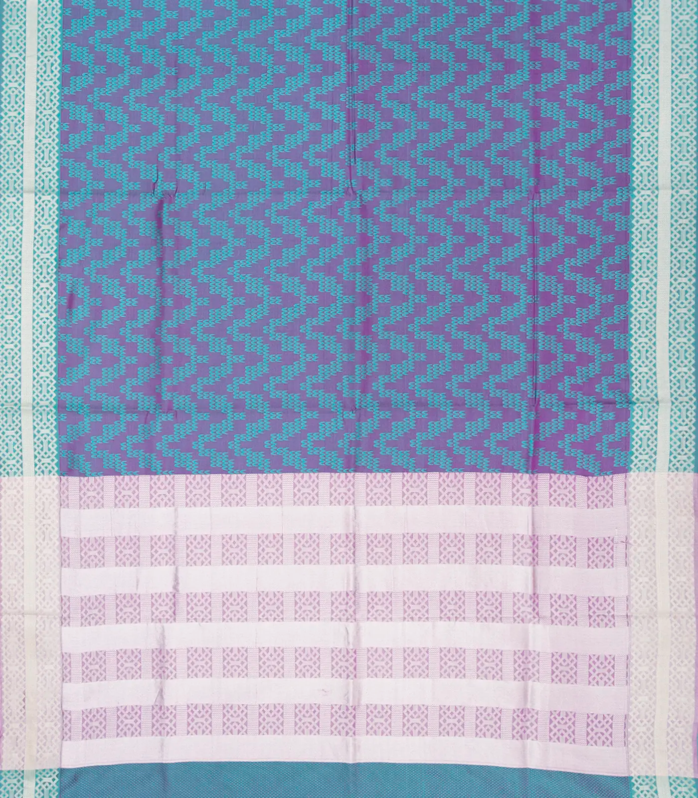 Purple Handloom Soft Silk Saree With Chevron Motifs-Purple