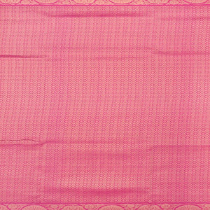 Blue Handloom Soft Silk Saree With Floral Vine Motifs & Pink Border-Blue