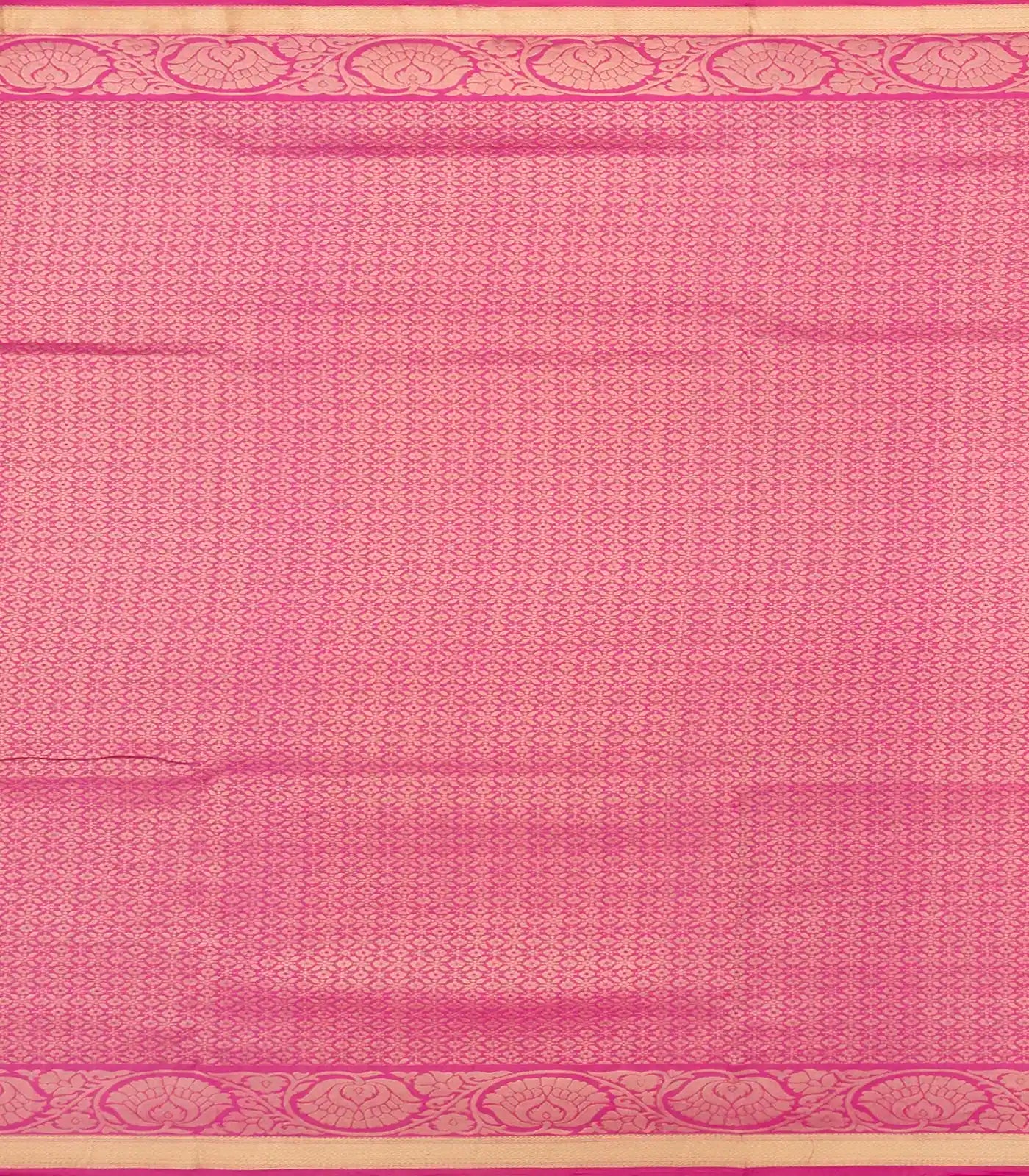 Blue Handloom Soft Silk Saree With Floral Vine Motifs & Pink Border-Blue