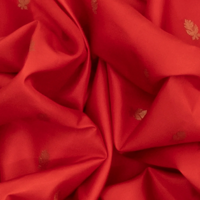 Red Handloom Soft Silk Saree With Floral Butta & Aquamarine Pallu-Red