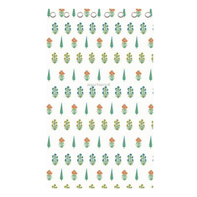 Jaipur Mela Hand Block Printed Sea Green Trees and Flowers Curtains