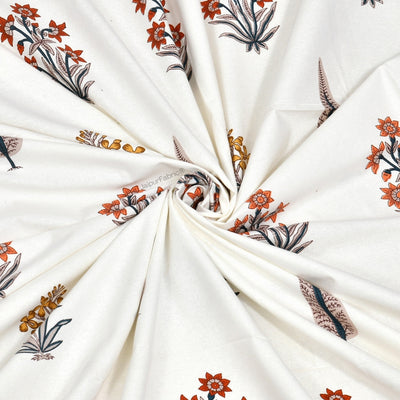 Pink Mustard Flowers Brown Leaves Jaipur Dharohar Boota Print Curtains