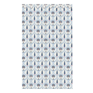 Jaipur Mela Hand Block Printed Blue Trees and Flowers Curtains