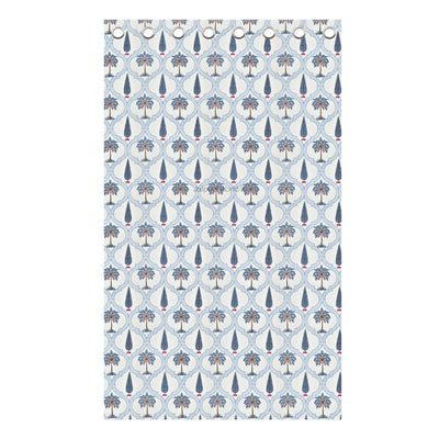 Jaipur Mela Hand Block Printed Blue Trees and Flowers Curtains